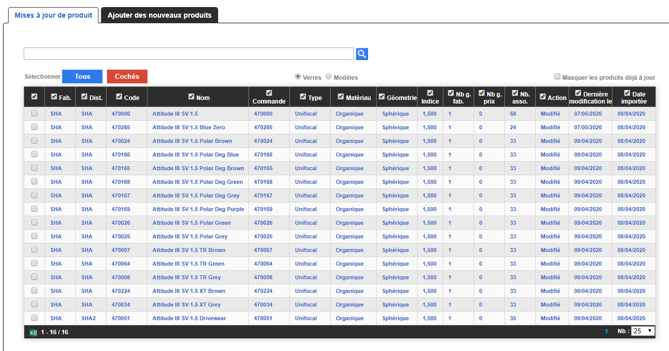 Variété des imports dans iWiCatalog